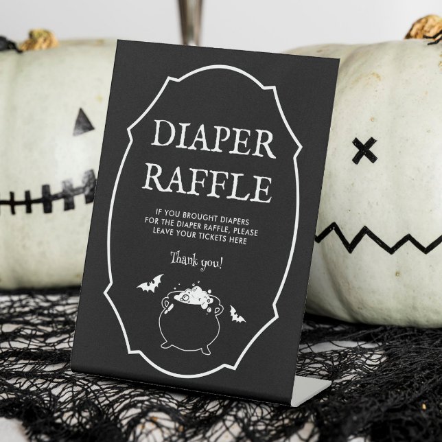 Halloween Baby Shower Diaper Raffle Pedestal Sign (Creator Uploaded)