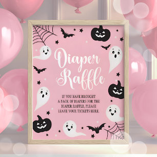 Halloween Baby Shower Diaper Raffle Sign Girl