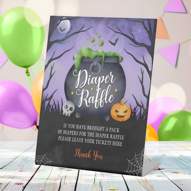 Halloween Baby Shower Diaper Raffle Sign Pedestal (Creator Uploaded)