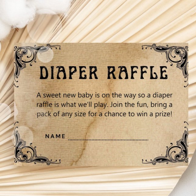 Halloween Baby Shower Diaper Raffle Vintage Enclosure Card (shower games, our little boo is due, halloween baby shower, gothic baby shower, skull baby shower, v)