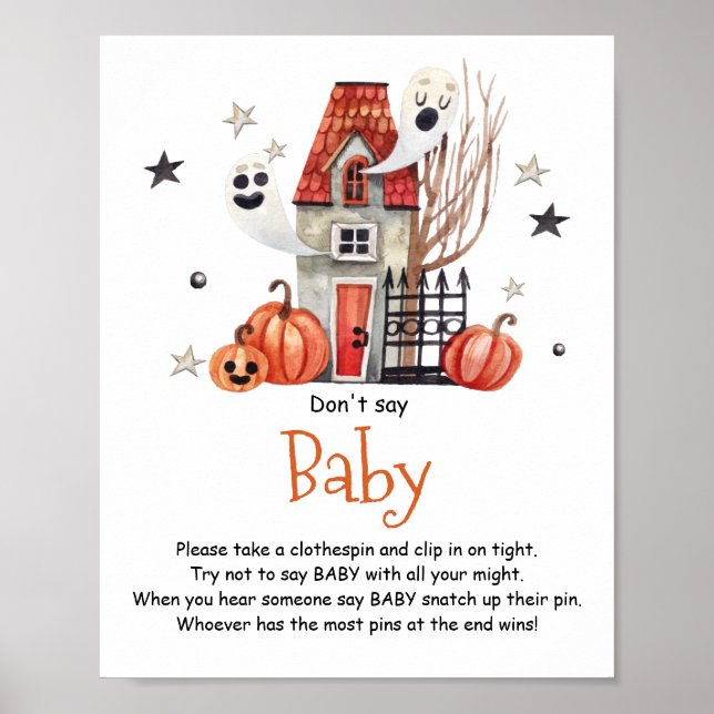 Halloween Baby Shower Don't Say Baby Sign (Front)