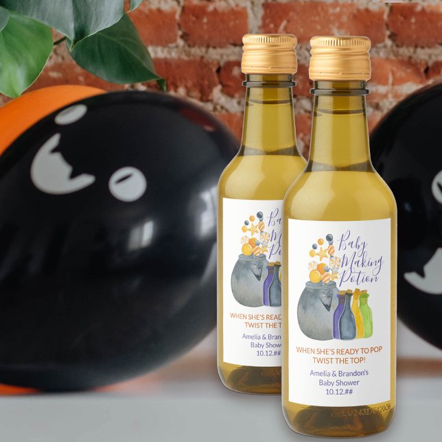 Halloween Baby Shower Favour Baby Making Potion Wine Label (Baby Making Potion baby shower bottle labels)