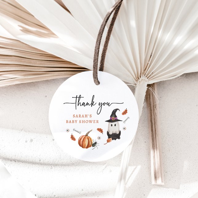 Halloween Baby Shower Favour Tags (Halloween A Little Boo Is Almost Due Baby Shower Thank You Gift Favor Tags )