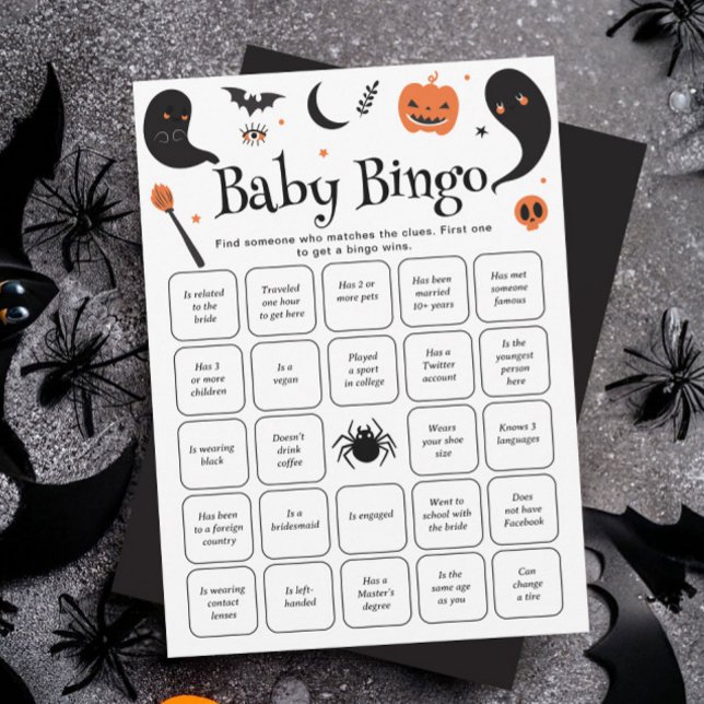 Halloween Baby Shower Find the guest Bingo Card (Creator Uploaded)
