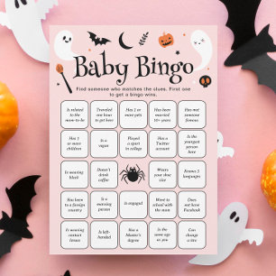 Halloween Baby Shower Find the guest Bingo Game Invitation