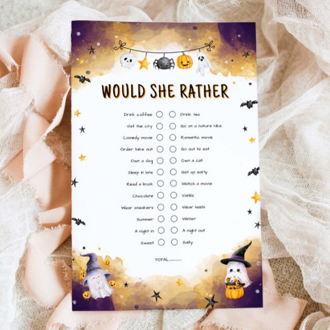 Halloween Baby Shower Game Would She Rather Game (Creator Uploaded)