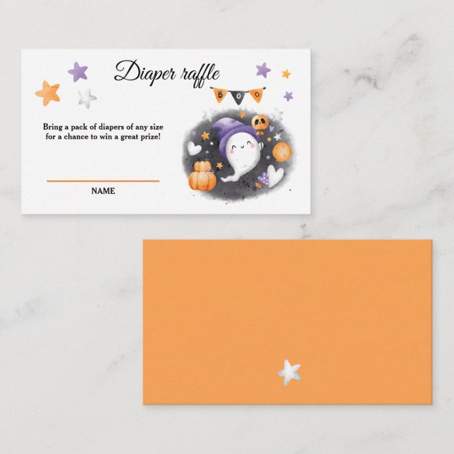 Halloween Baby Shower Ghost Diaper Raffle Card (Front/Back)