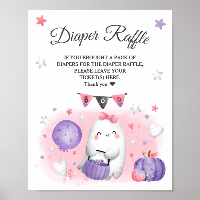 Halloween Baby Shower Girl Diaper Raffle Sign (Front)