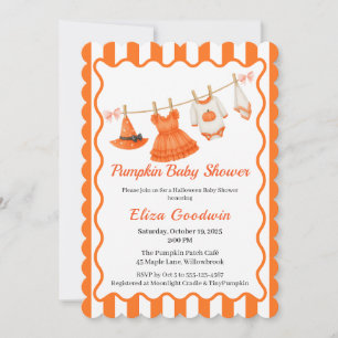 Halloween Baby Shower Girl   Little Witch Pumpkin  Invitation