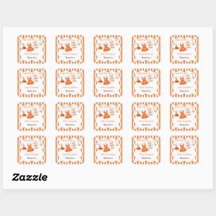Halloween Baby Shower Girl Little Witch Pumpkin Square Sticker