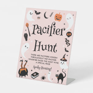 Halloween Baby Shower Girl Pacifier Hunt Game Pedestal Sign