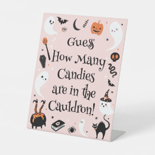 Halloween Baby Shower Guess How Many Candies Pedestal Sign
