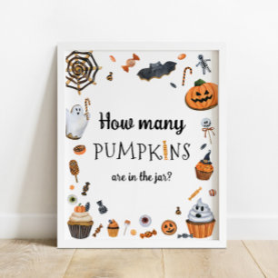 Halloween Baby Shower Guess How Many Pumpkins Poster