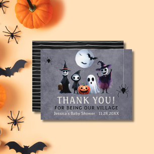 Halloween Baby Shower Haunted Village Thank You Card