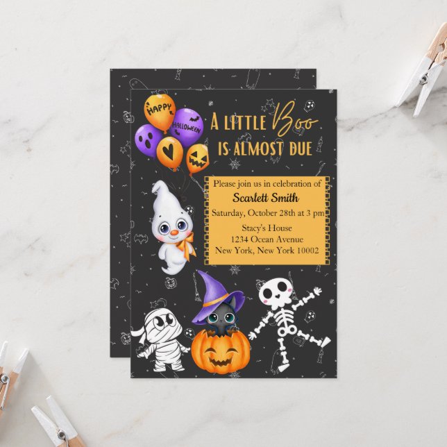 Halloween Baby Shower Invitation (Front/Back In Situ)