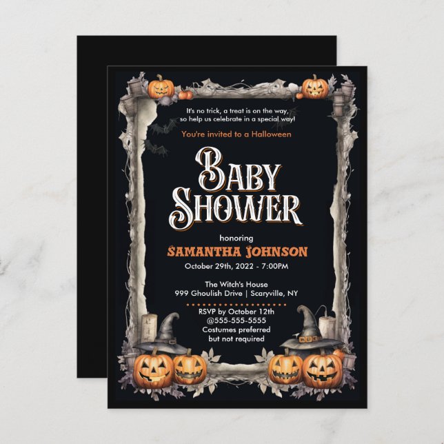 Halloween Baby Shower Invitation (Front/Back)
