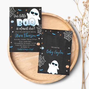 Halloween Baby Shower Invitation Cute Ghost Boy