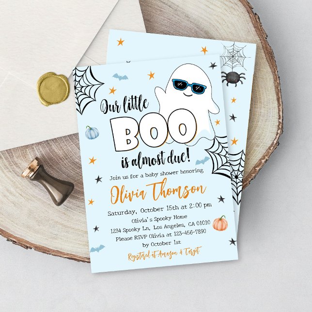 Halloween Baby Shower Invitation Cute Ghost Boy (Creator Uploaded)