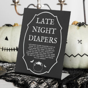 Halloween Baby Shower Late Night Diapers  Pedestal Sign