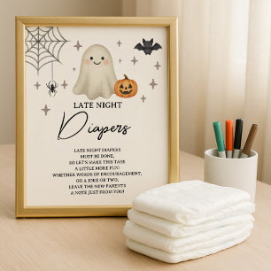 Halloween Baby Shower Late Night Diapers Poster