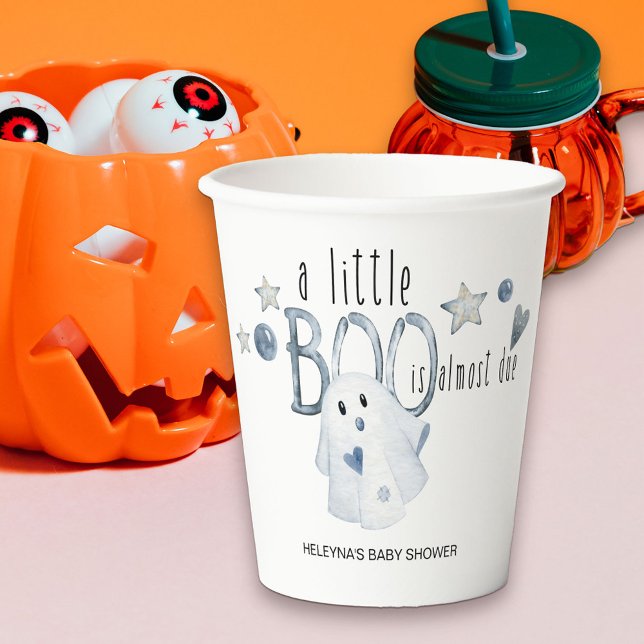 Halloween Baby Shower Little Boo Almost Due Paper Cups (Little Boo Halloween Baby Shower paper cups)