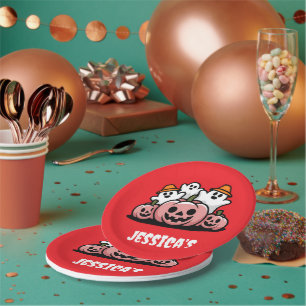 Halloween Baby Shower Little Boo Paper Plates