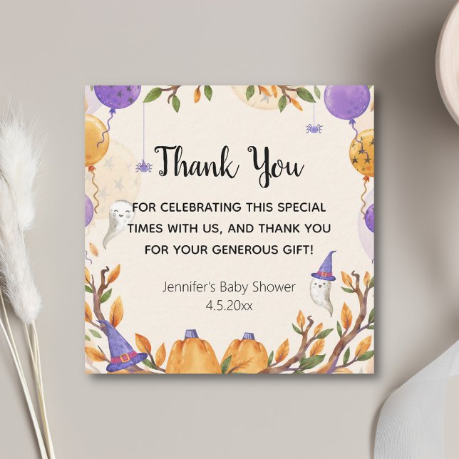  halloween baby shower oranger purple thank you   card (Creator Uploaded)