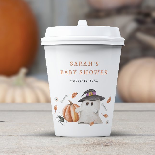Halloween Baby Shower Paper Cups (A Little Boo Is Almost Due Baby Shower Paper Cup Halloween Ghost Pumpkins)