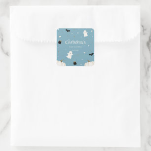 Halloween Baby Shower Pastel Blue Square Sticker