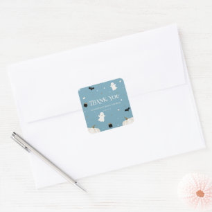 Halloween Baby Shower Pastel Blue Thank You Square Sticker