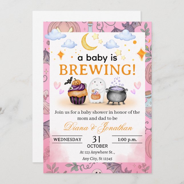 Halloween Baby Shower Personalised Invitation (Front/Back)