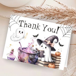 Halloween Baby Shower Pink Folded Thank You Card