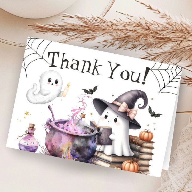 Halloween Baby Shower Pink Folded Thank You Card (Creator Uploaded)