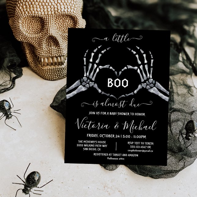 Halloween Baby Shower Skeleton heart Little Boo In Invitation (Creator Uploaded)
