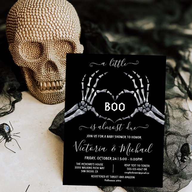 Halloween Baby Shower Skeleton heart Little Boo Invitation (Creator Uploaded)