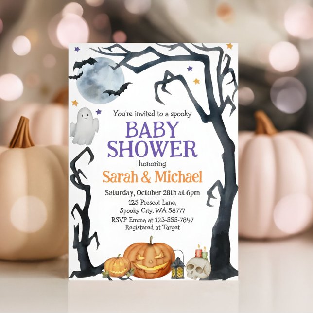 Halloween Baby Shower Spooky Cute Watercolor  Invitation (Creator Uploaded)