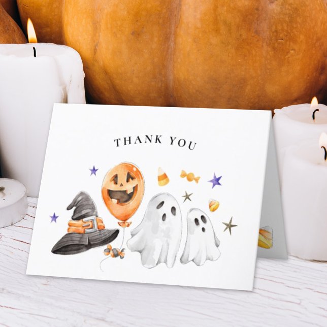 Halloween Baby Shower Thank You Card (Folded thank you card that is perfect for a Halloween Baby shower or Birthday featuring ghosts. )