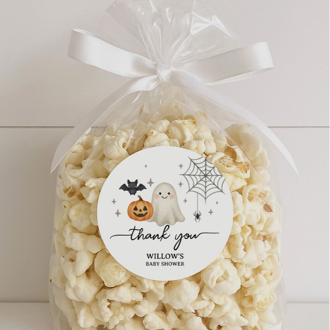 Halloween Baby Shower Thank You Classic Round Sticker (Creator Uploaded)