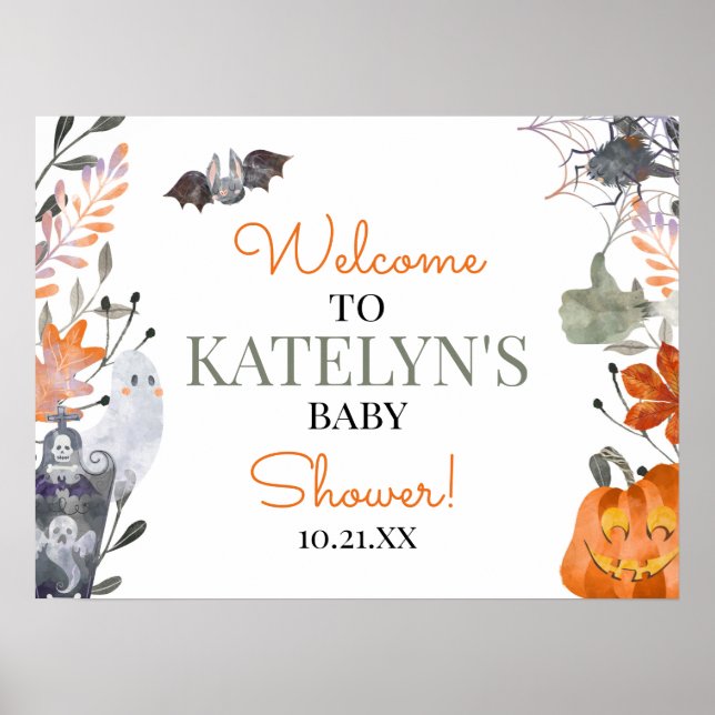 Halloween Baby Shower Welcome Sign (Front)