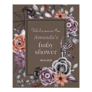 Halloween Baby Shower, Welcome Sign Spooky Floral 