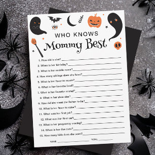 Halloween Baby Shower Who Knows Mom Best Game Card