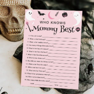 Halloween Baby Shower Who Knows Mom Best Game Card