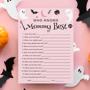 Halloween Baby Shower Who Knows Mum Best Game Card