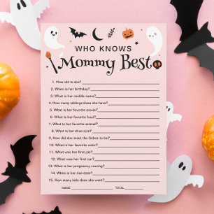 Halloween Baby Shower Who Knows Mum Best Game Card