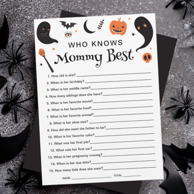 Halloween Baby Shower Who Knows Mum Best Game Card (Creator Uploaded)