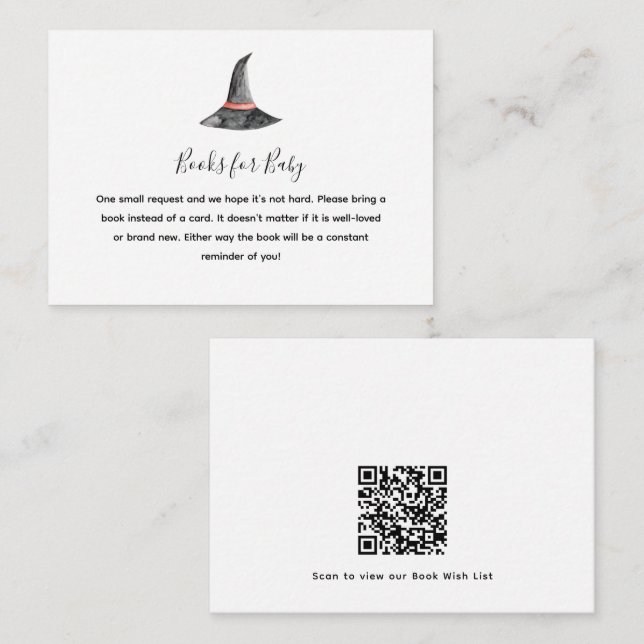 Halloween Baby Shower Witch's Hat Books QR Code Enclosure Card (Front/Back)