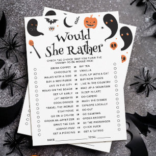 Halloween Baby Shower Would She Rather Game Card