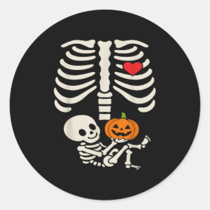 Halloween Baby Skeleton Heart Pregnancy Outfit Classic Round Sticker