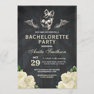 Halloween Bachelorette Party Roses Flowers Invite