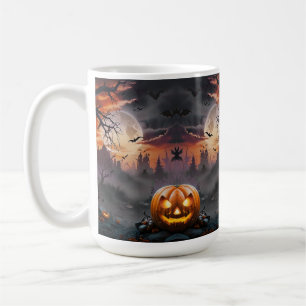 Halloween Background in Orange and Grey Tones Coffee Mug